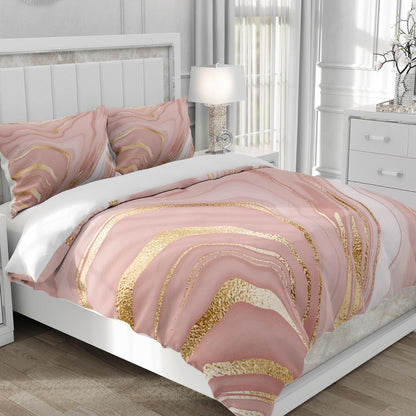 3D Marmor Bettwäsche Set Rosa Gold 135x200cm