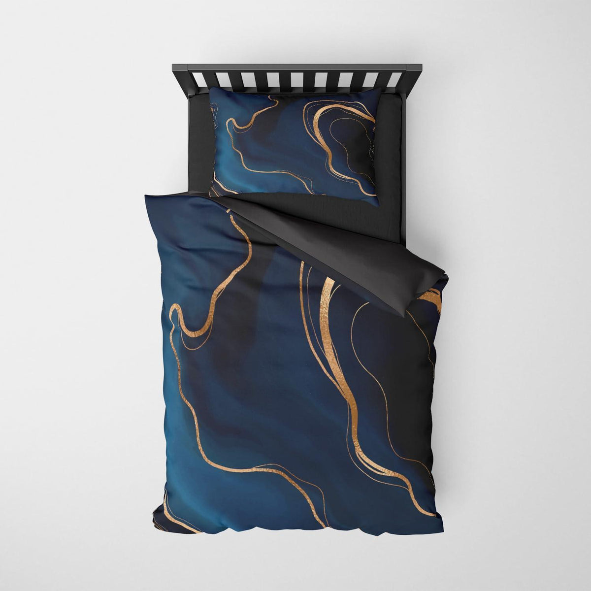 3D Marmor Bettwäsche Set Blau Gold 135x200cm