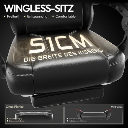 Ergonomischer Gaming Stuhl mit Lendenwirbelstütze und