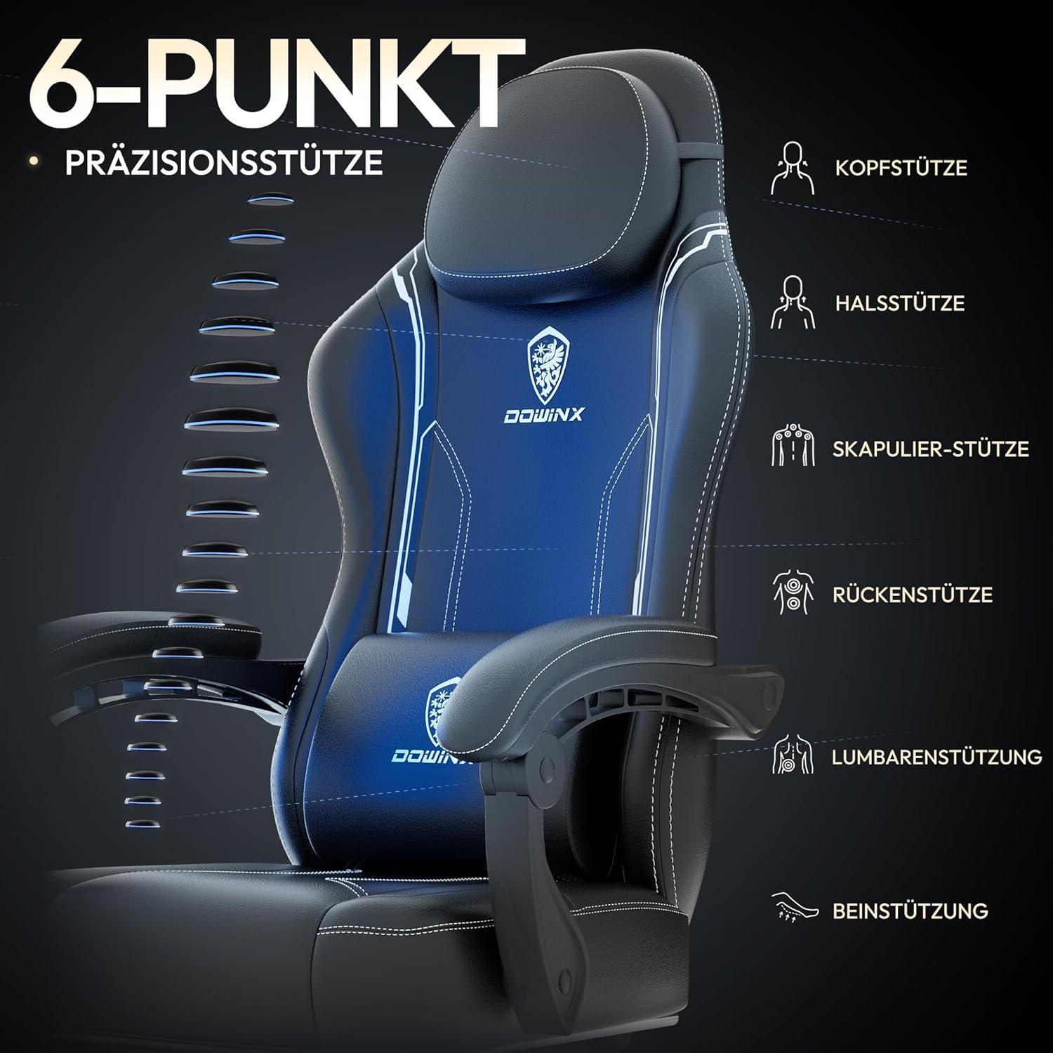 Gaming Stuhl Racing Gamer mit Lendenwirbelstütze PU Leder Schwarz