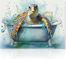 Seeschildkröte Badezimmer Leinwand Bild 30x40cm Ungerahmt