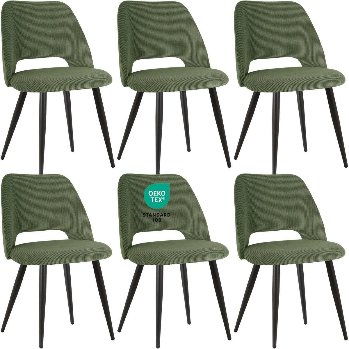 Esszimmerstühle 6er Set, Samt, Grün – Gepolsterte Stühle für Küche & Wohnzimmer