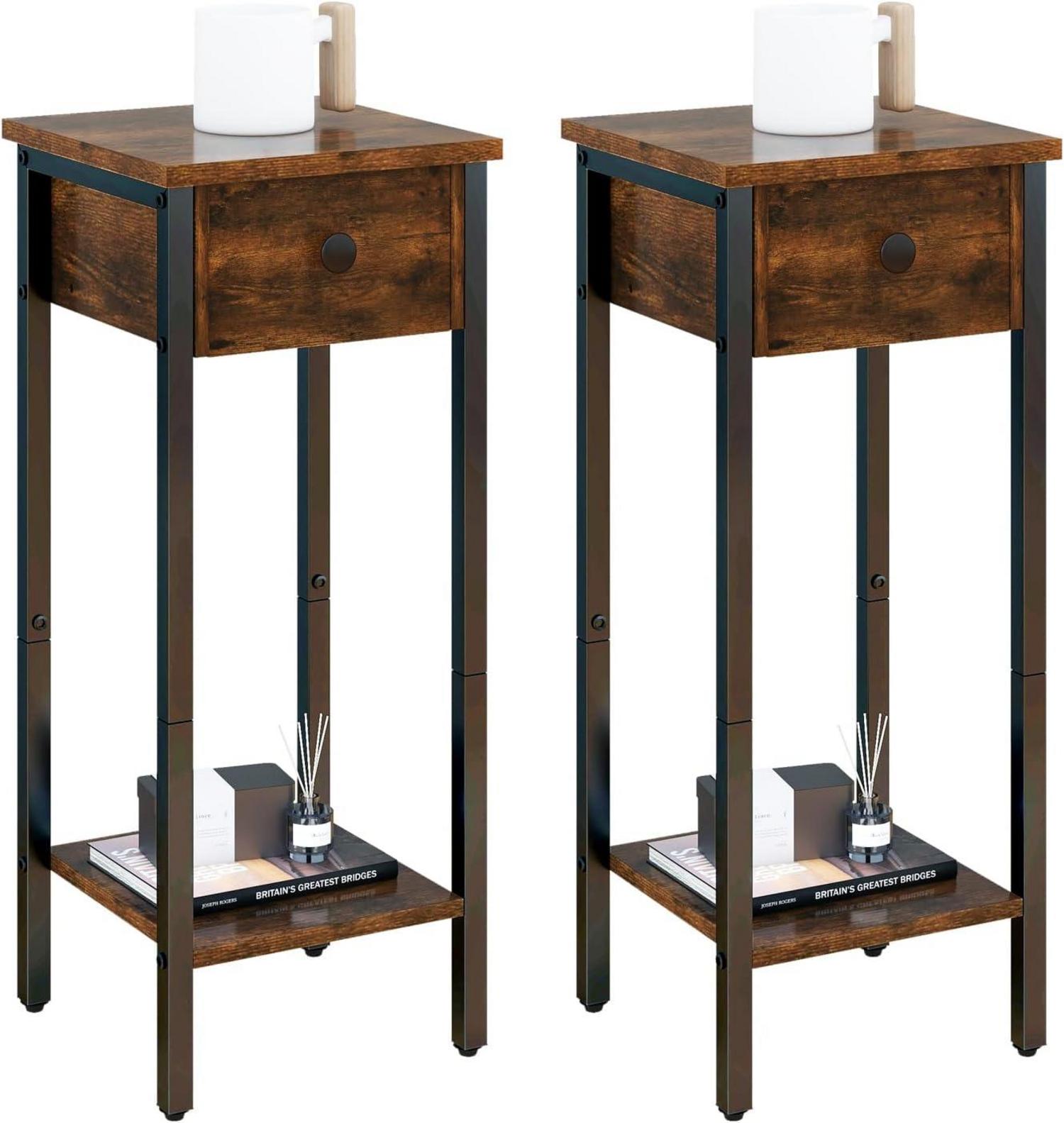 Nachttisch Vintage Beistelltisch mit Schublade 25x25x71cm Braun