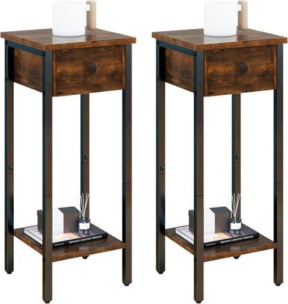 Nachttisch Vintage Beistelltisch mit Schublade 25x25x71cm Braun