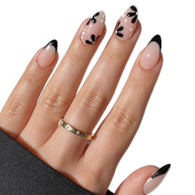 24er Set Schwarze Blumenmuster Kunstnägel zum Aufkleben
