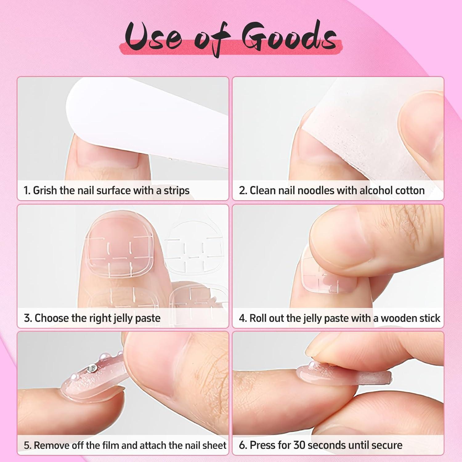 24Pcs Colorful Daisy Press on Nails Short Almond Fake Nails Kit