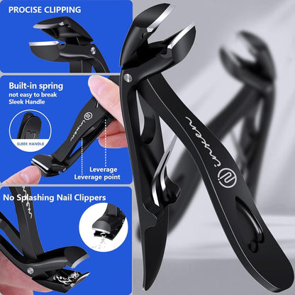 Ergonomischer Profi-Nagelknipser für dicke Nägel & Fußnägel - Edelstahl Qualitätsclipper mit Auffangbehälter