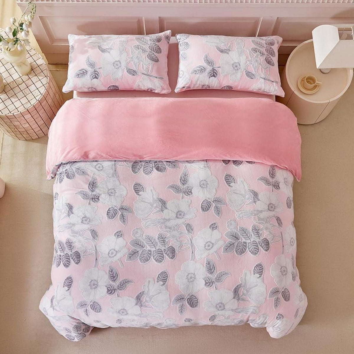 Winter Plüsch Bettwäsche 200x200 Rosa - 3-teilig, Flauschig & Warm