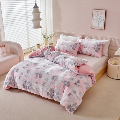 Winter Plüsch Bettwäsche 135x200 Rosa, 4-teilig, Flauschig & Warm