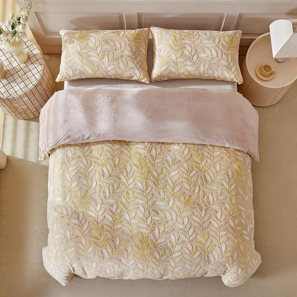 Plüsch Bettwäsche Set 220x240 cm - Warm & Kuschelig Gelb/Beige