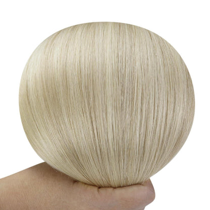 Clip-in Echthaar Extensions Ombre Aschblond Platinblond 50cm