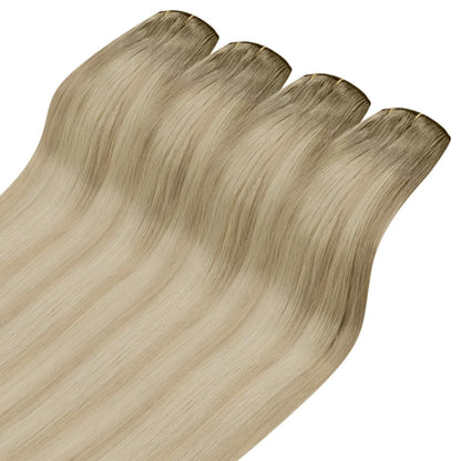 Clip-in Echthaar Extensions Ombre Aschblond Platinblond 55cm