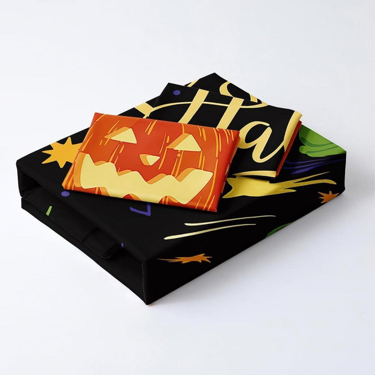 Halloween Bettwäsche Set 135x200 cm - Kürbis Laterne 4-teilig