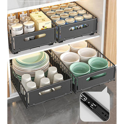 Teleskopschublade für Küchenschrank, ausziehbar, schwarz, 4 Stück
