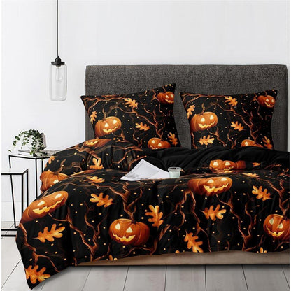 Halloween Bettwäsche-Set 135x200 cm, 4-teilig mit Kürbis-Motiv