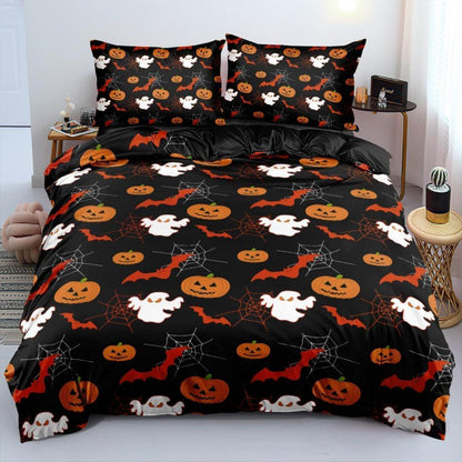 Halloween Bettwäsche-Set 135x200 cm - 4-teilig mit Kürbis-Motiv