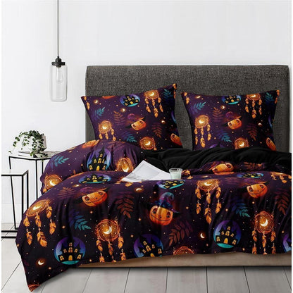 Halloween Bettwäsche Set 135x200 cm - Kürbis & Laterne 4-teilig