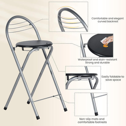 Klappbarer Barhocker 6er Set – Schwarz & Silber, Ohne Montage