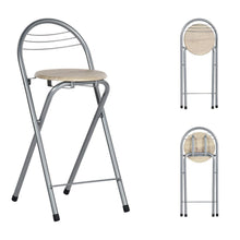 Klappbarer Barhocker Holzoptik & Silber – 61cm Sitzhöhe