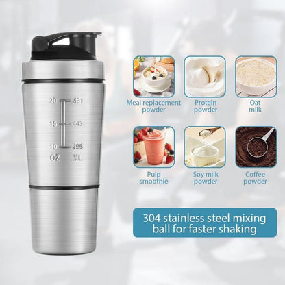 Edelstahl Protein Shaker 700ml BPA Free Shaker Bottle mit Balls