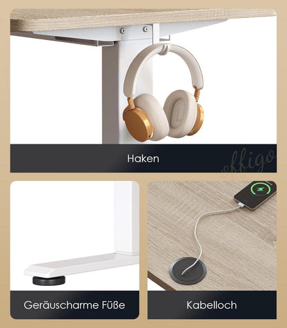 Elektrischer Schreibtisch 100cm höhenverstellbar Memory-Funktion Eiche