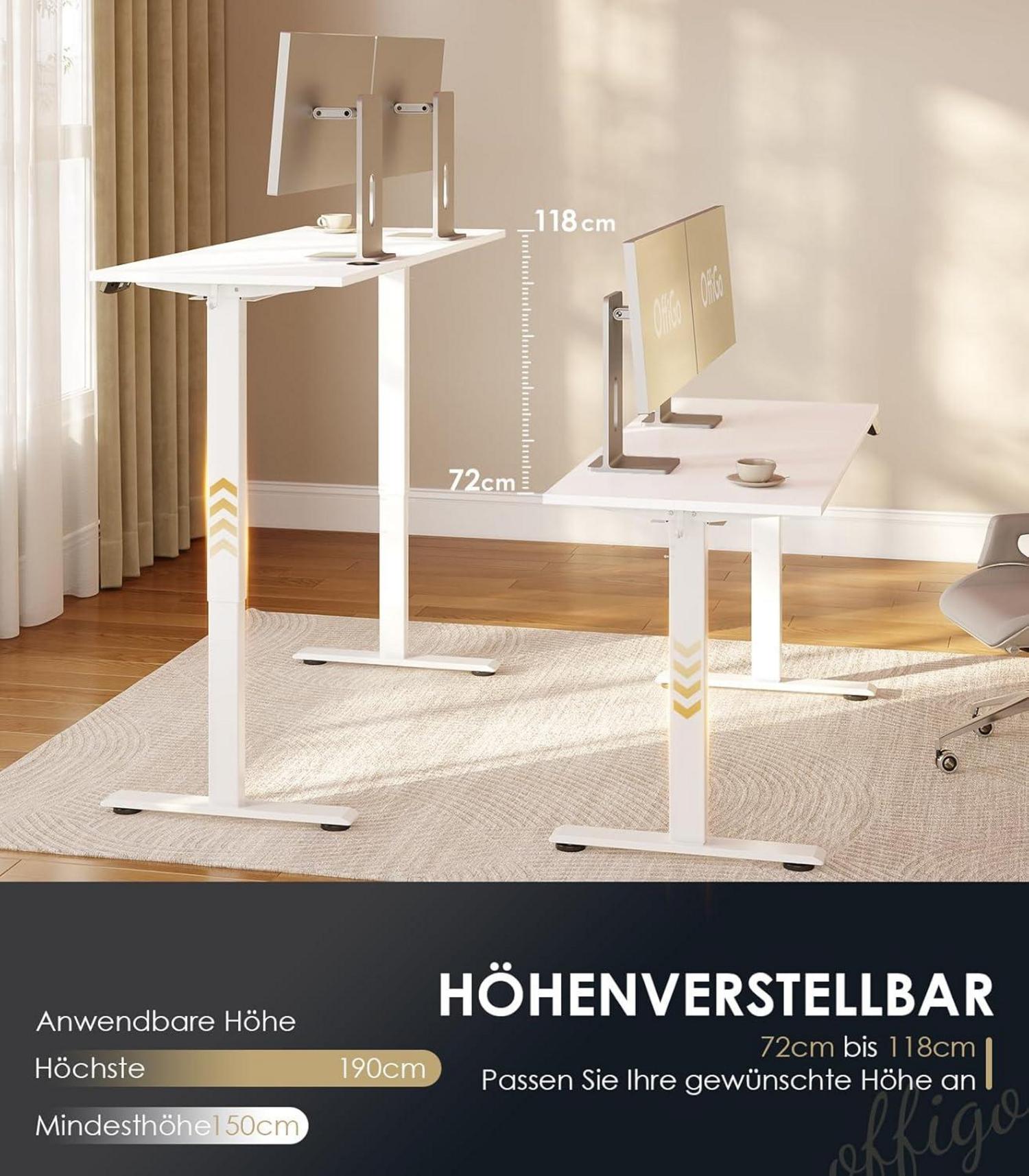 Elektrischer höhenverstellbarer Schreibtisch 140 cm mit Memory-Funktion
