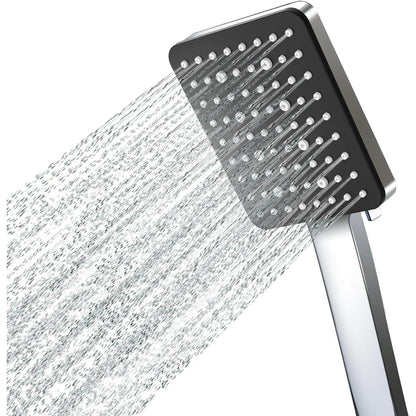 Wassersparender Duschkopf mit 6 Strahlarten – Matt Schwarz
