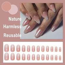 24 French Tip Press on Nails Mandel Mittel Nägel Full Cover