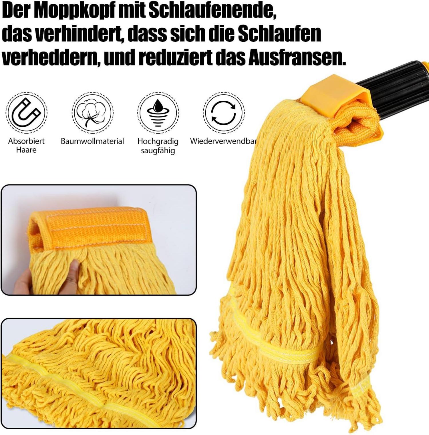 Industrieller Bodenwischer aus Baumwolle 163cm Teleskopstiel 2