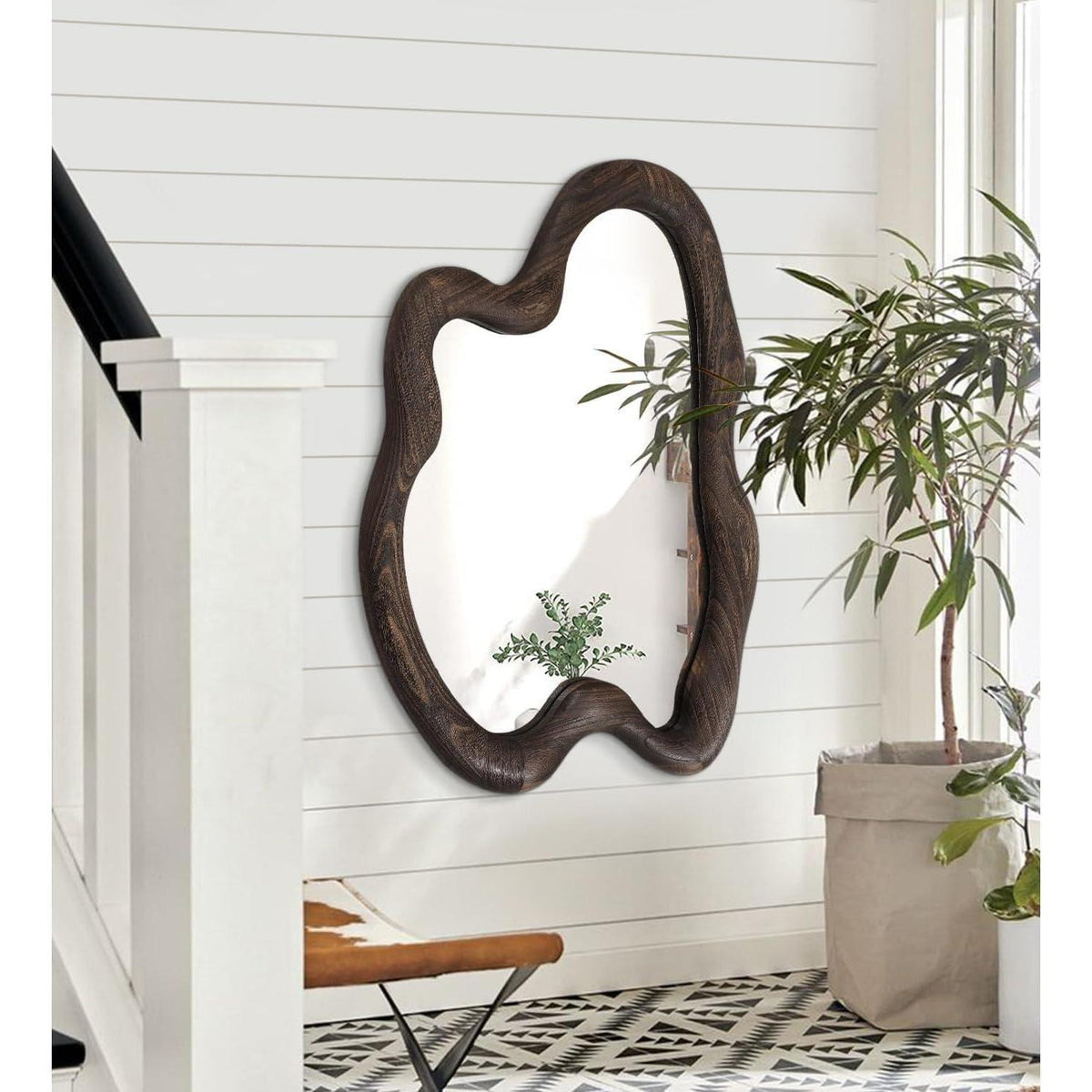 Großer Wandspiegel mit Holzrahmen – Vintage Design 80x60 cm