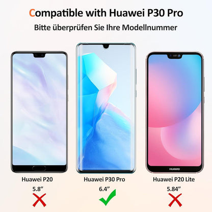 2X Panzerglas Schutzfolie Huawei P30 Pro, 9H Härte, HD