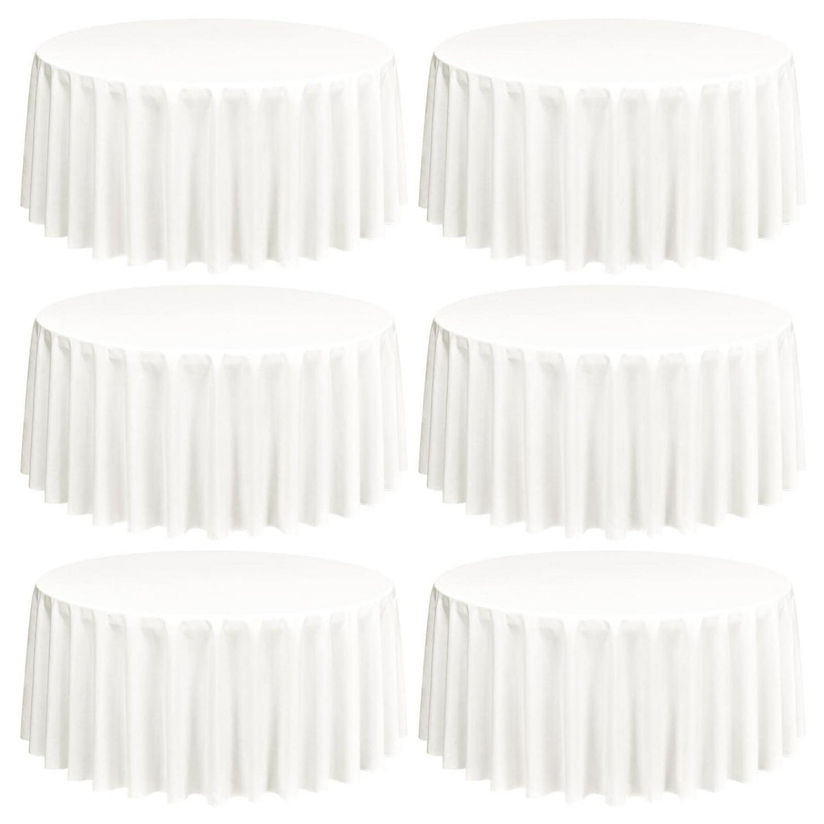 6x Runde Tischdecke Elfenbein 305cm – Waschbar & Knitterfrei