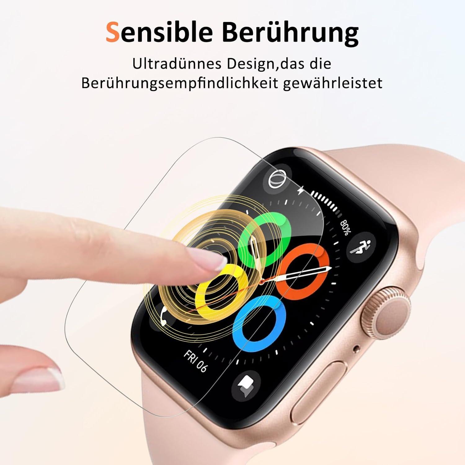 Displayschutz Apple Watch 4 44mm Panzerglasfolie 4er Set