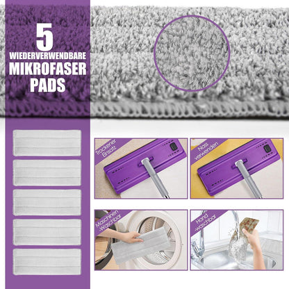 Wischmopp Set mit Eimer und 5 Mikrofaser