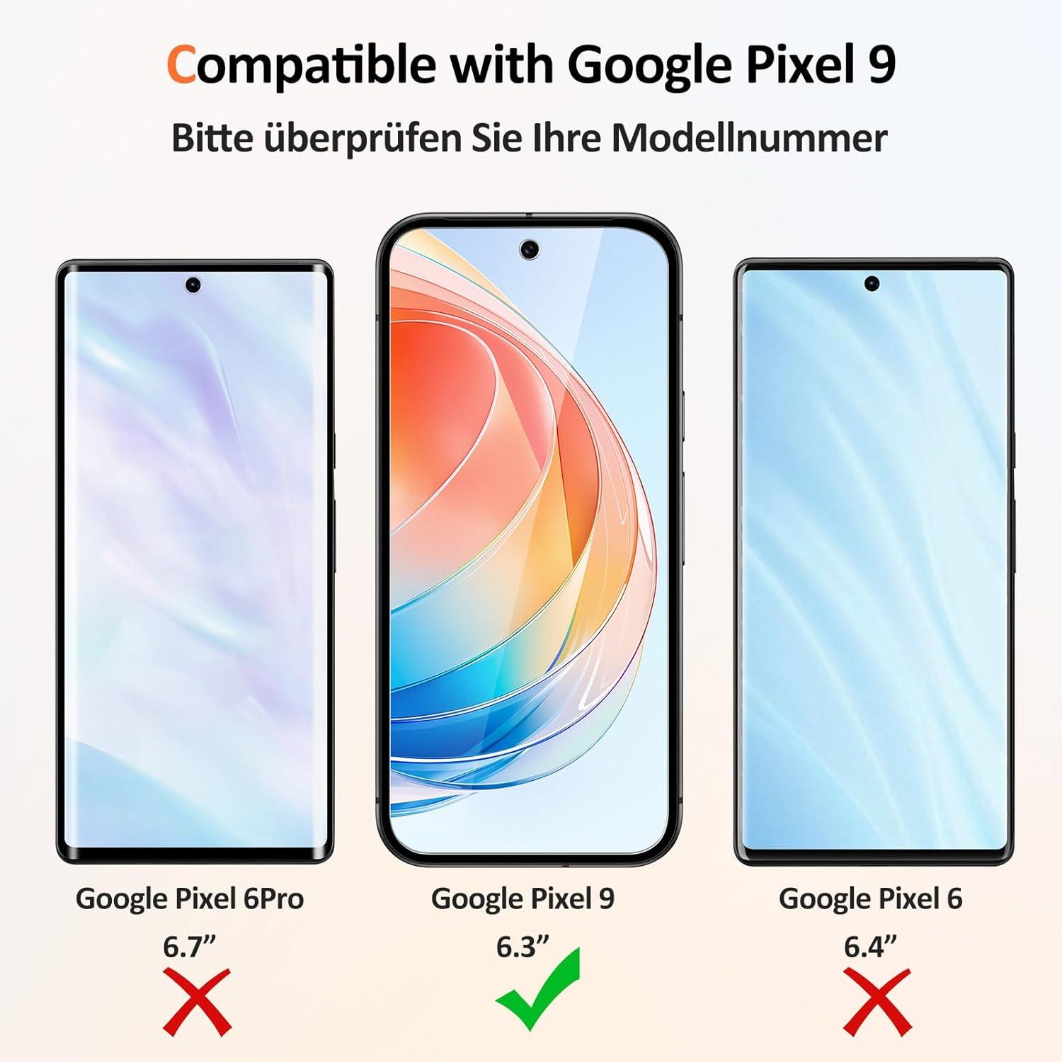 Google Pixel 9 Panzerglas Schutzfolie 2 Stück 9H Härte HD