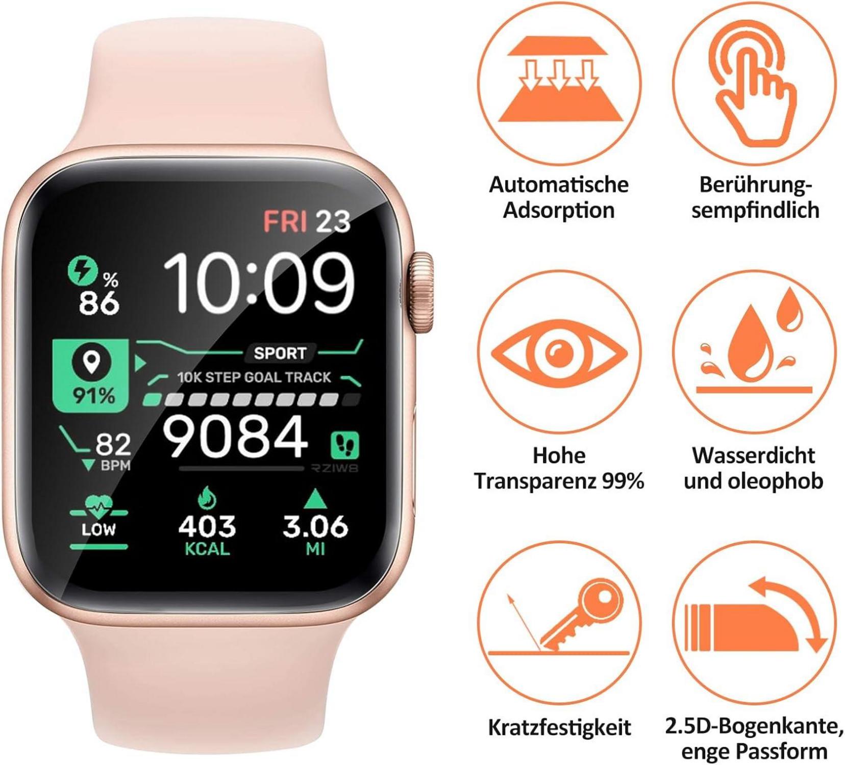 Apple Watch 40mm Panzerglas Schutzfolie 4er Set HD