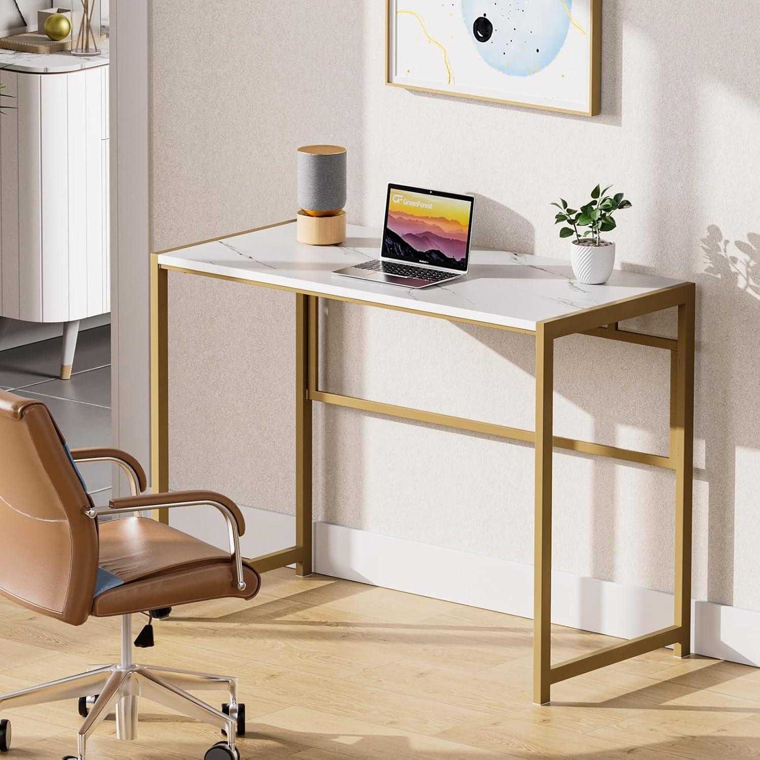 Kleiner Klappschreibtisch 100 x 48 cm Keine Montage Gold
