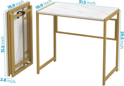 Klappbarer Schreibtisch 80 x 48 cm Keine Montage Gold