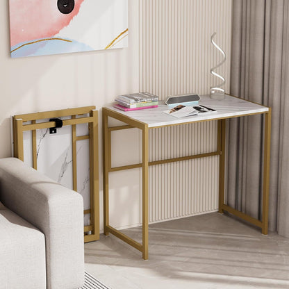 Kleiner Klappschreibtisch 80x48 Keine Montage Gold Stabil