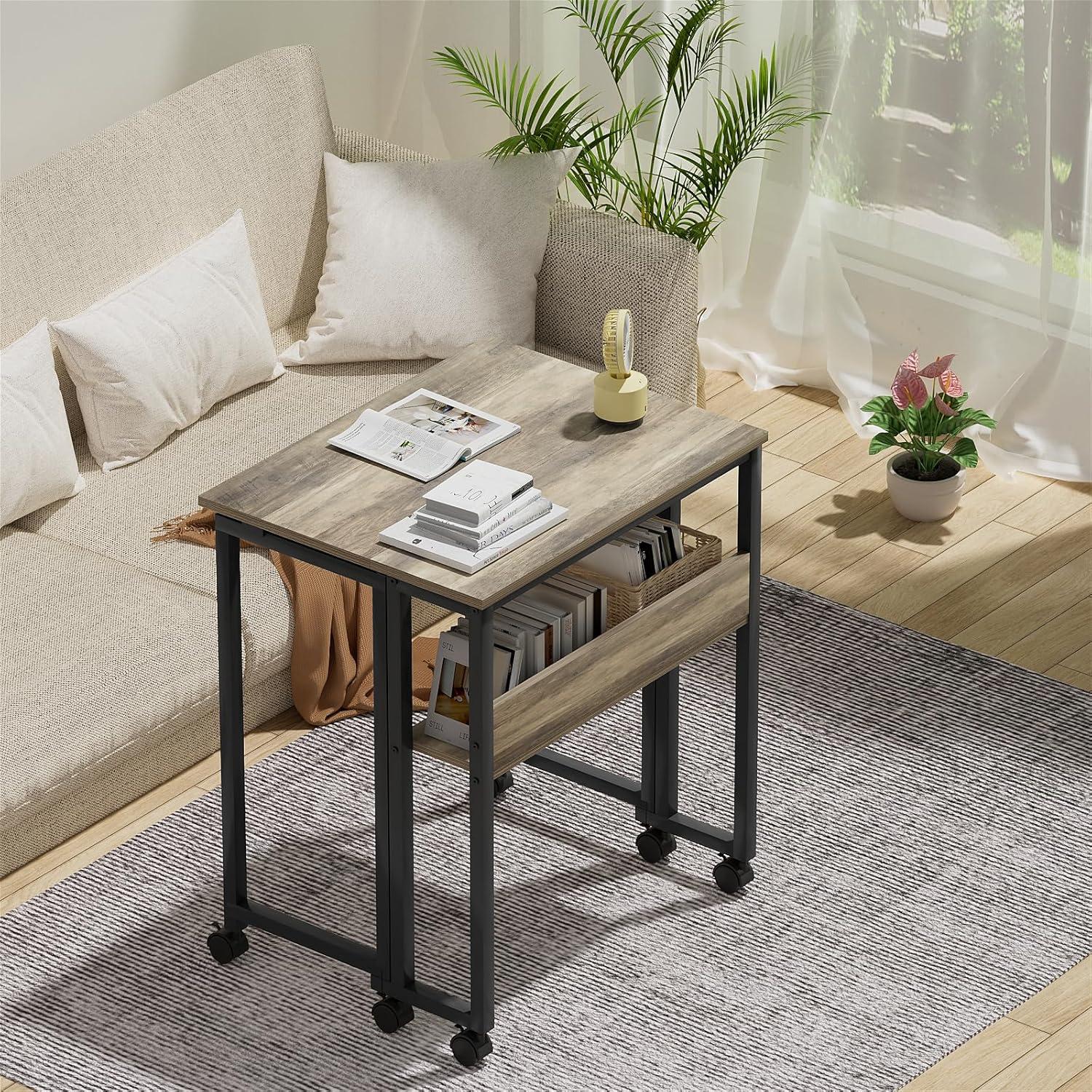 Kleiner Klappschreibtisch 80 cm mit Rollen und Stauraum