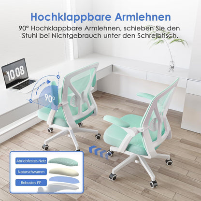 Ergonomischer Bürostuhl mit Lendenwirbelstütze, Testsieger, Türkis