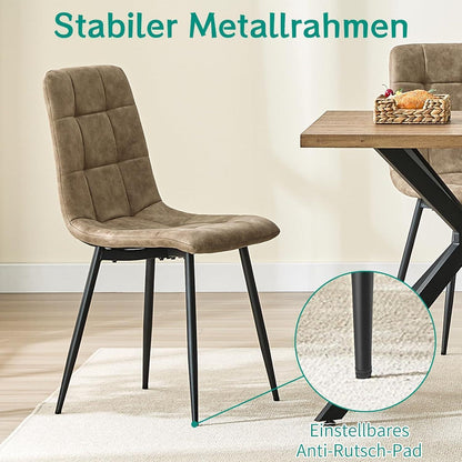LEWE Esszimmerstühle 4er Set, Braun in Lederoptik