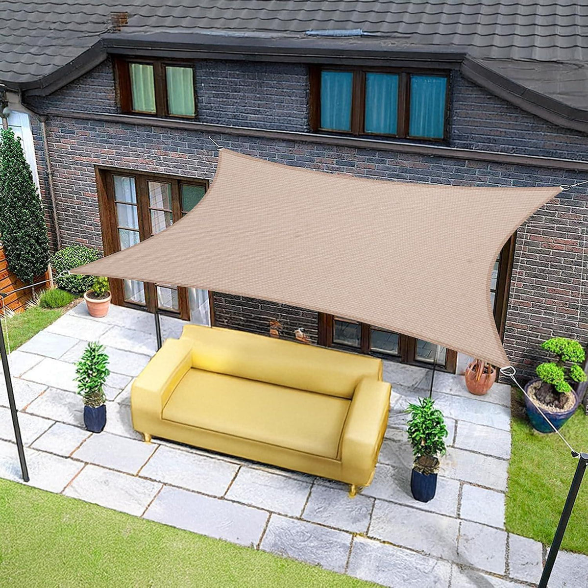 Wasserdichtes Sonnensegel 3.5x4.5m Taupe mit UV-Schutz
