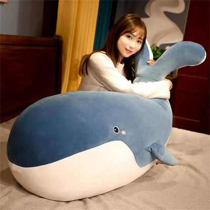 Großer blauer Wal Plüschtier - Kuschelkissen 120cm