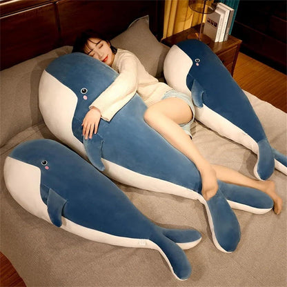 Großer blauer Wal Plüschtier - Kuschelkissen 120cm