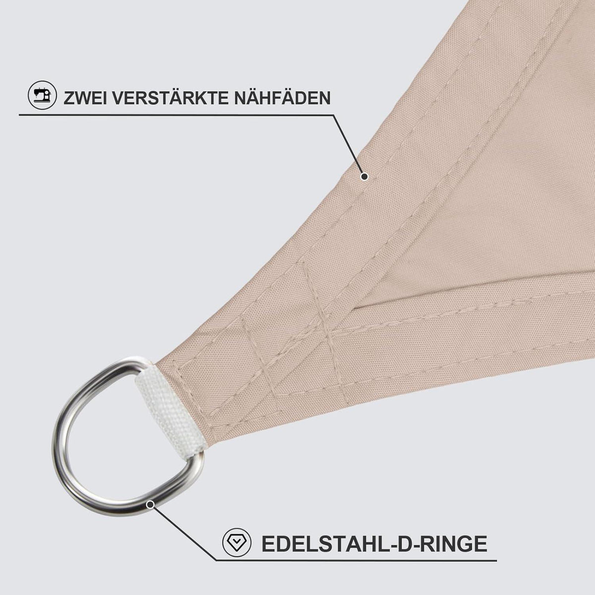 Wasserdichtes Sonnensegel 3.5x5m Taupe mit UV-Schutz