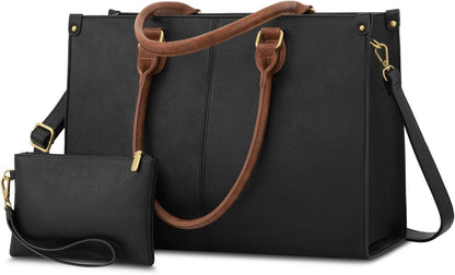 Handtasche Damen 15.6 Zoll PU Leder groß Büro Schule