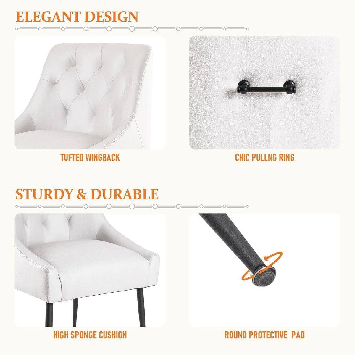 Esszimmerstühle 4er Set Beige, Modern & Komfortabel mit Kissen