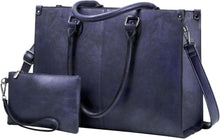 15.6 Zoll PU Leder Tote Bag mit Laptopfach und Handgelenk-Täschchen