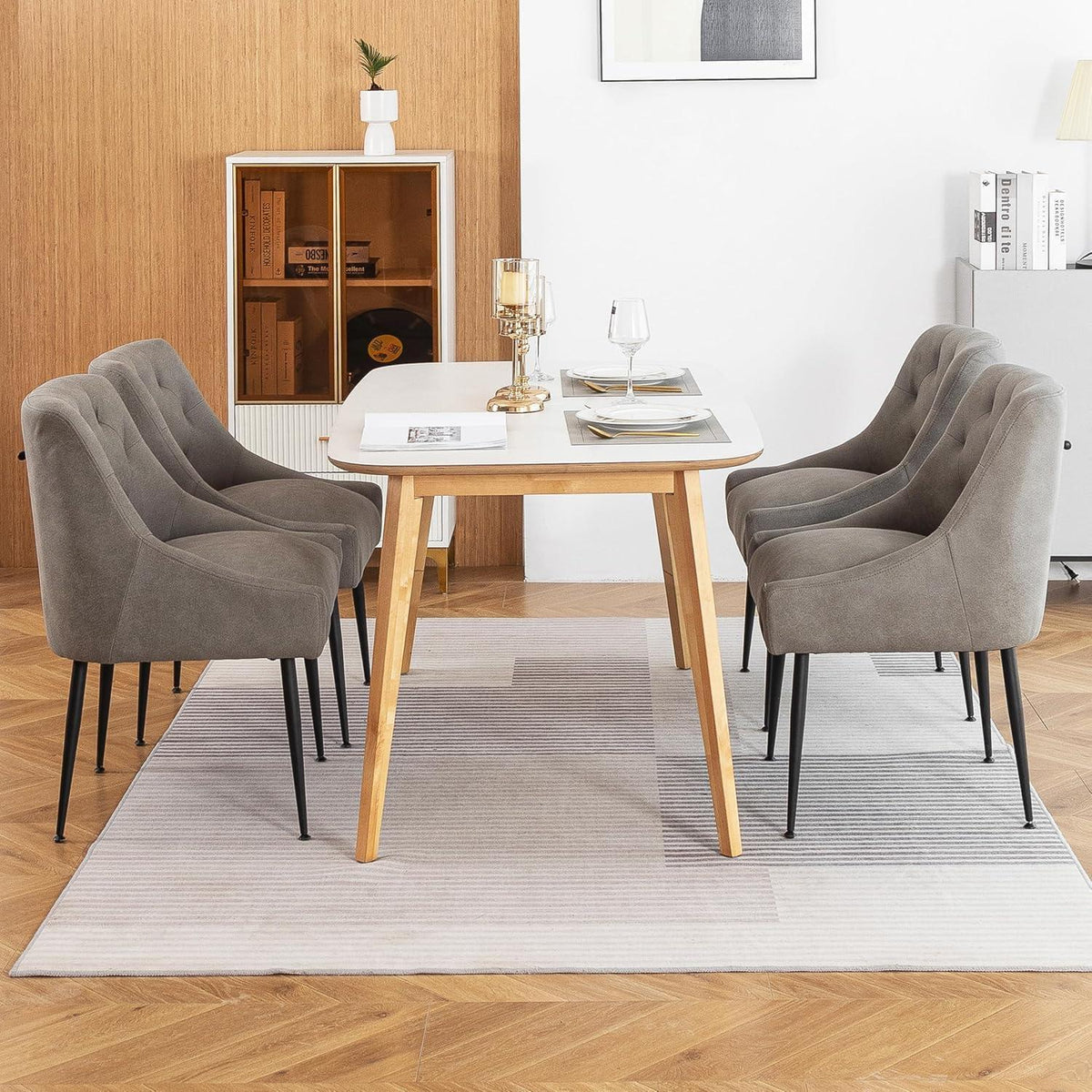 Esszimmerstühle Set 4 Grau | Modern, Bequem & Platzsparend
